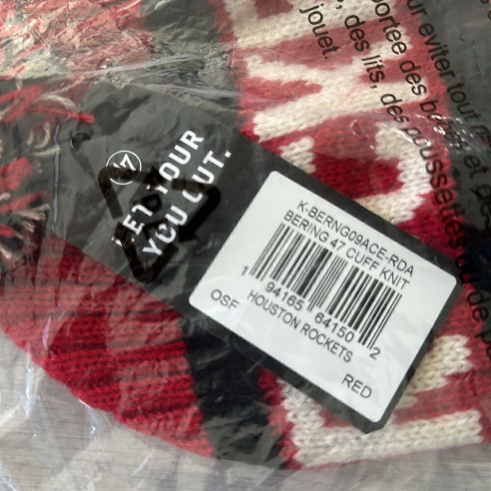 '47 Red Bering Cuffed Knit Hat with Pom Houston Rockets Red OS - Picture 5 of 5